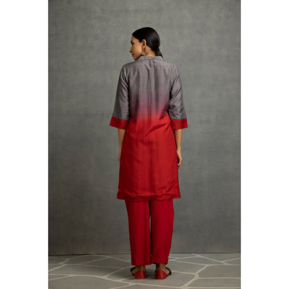 Kahani Lush Grey & Red Co-Ord (Set of 3)