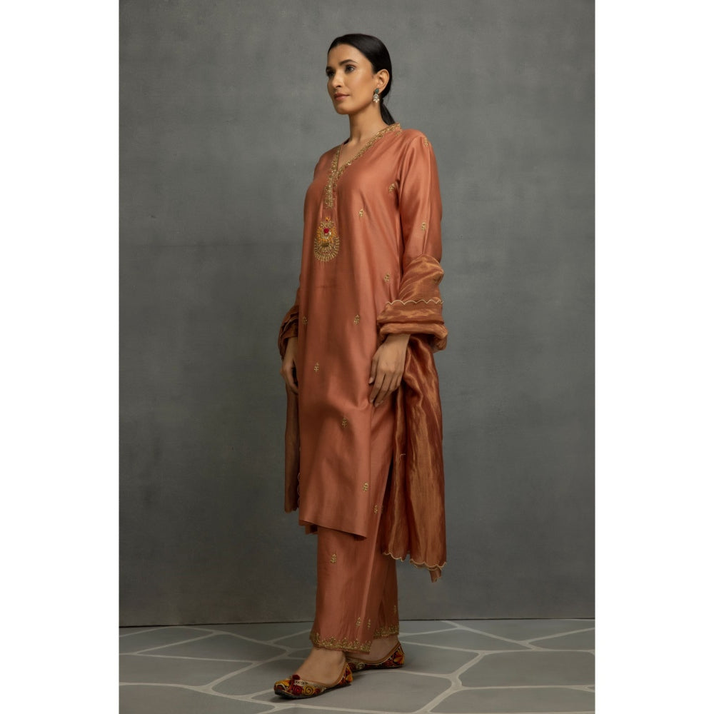 Kahani Lush Light Brown Kurta & Pant with Dupatta (Set of 3)