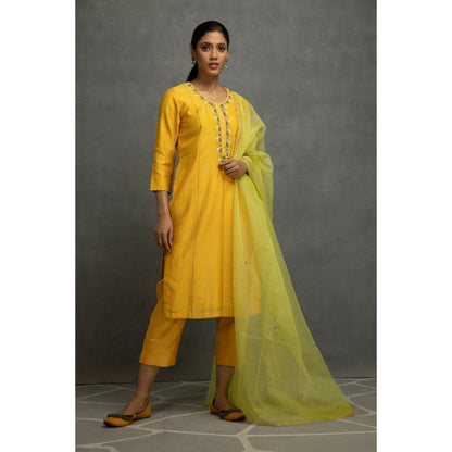 Kahani Lush Yellow Kurta & Pant with Dupatta (Set of 3)