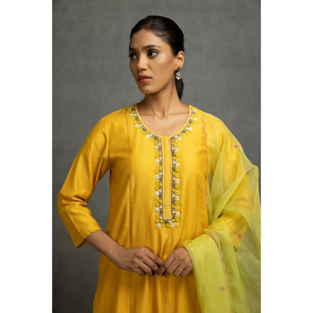 Kahani Lush Yellow Kurta & Pant with Dupatta (Set of 3)