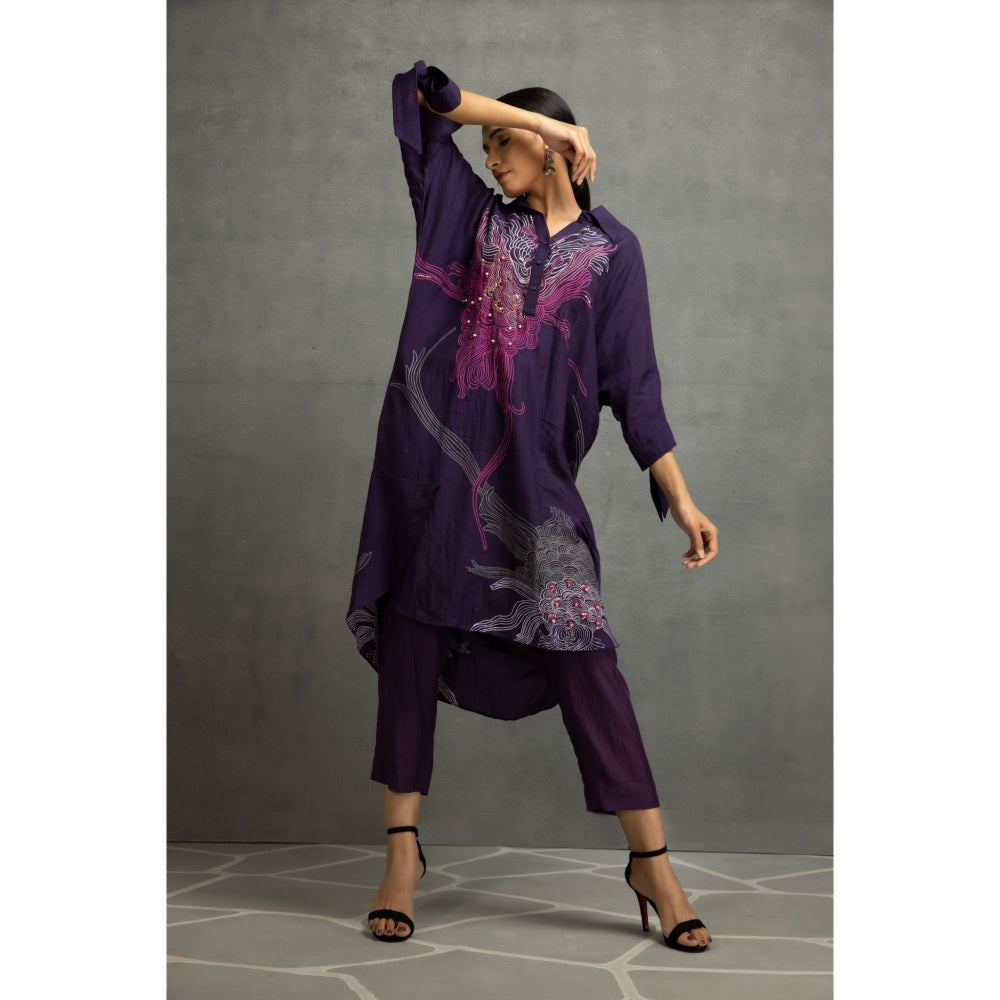 Kahani Lush Purple Printed Co-Ord (Set of 2)