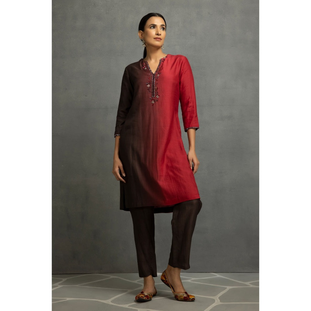 Kahani Lush Maroon Kurta & Pant (Set of 2)