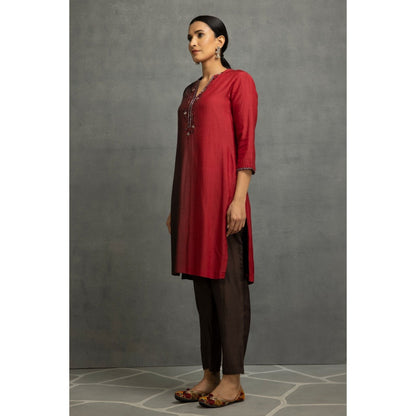 Kahani Lush Maroon Kurta & Pant (Set of 2)