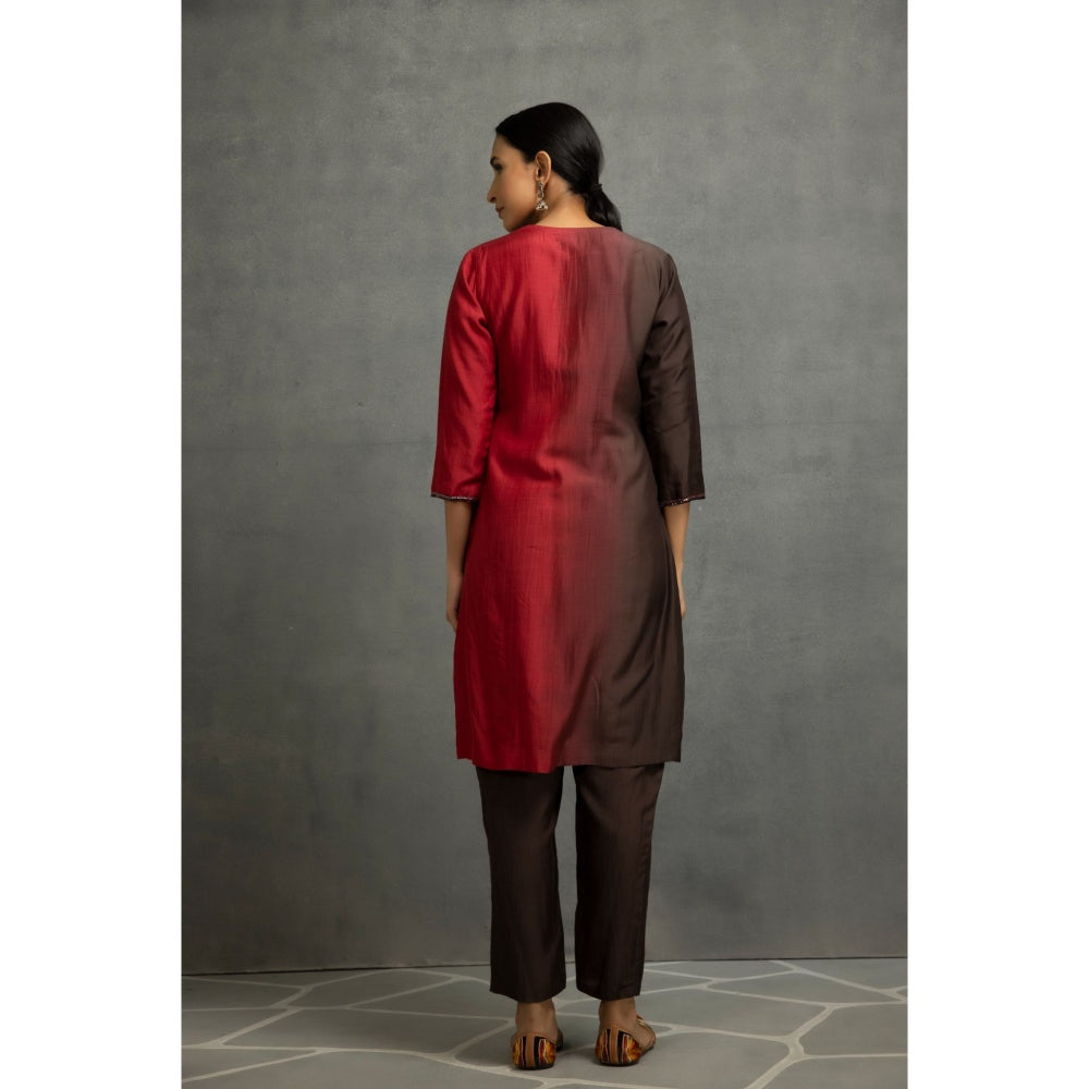 Kahani Lush Maroon Kurta & Pant (Set of 2)