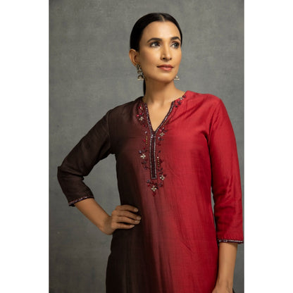 Kahani Lush Maroon Kurta & Pant (Set of 2)