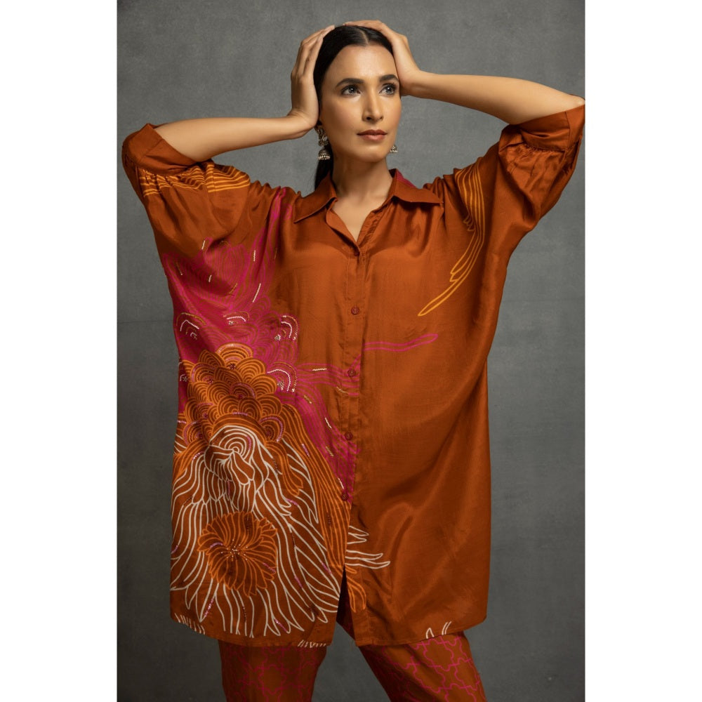 Kahani Lush Light Brown Printed Co-Ord (Set of 2)