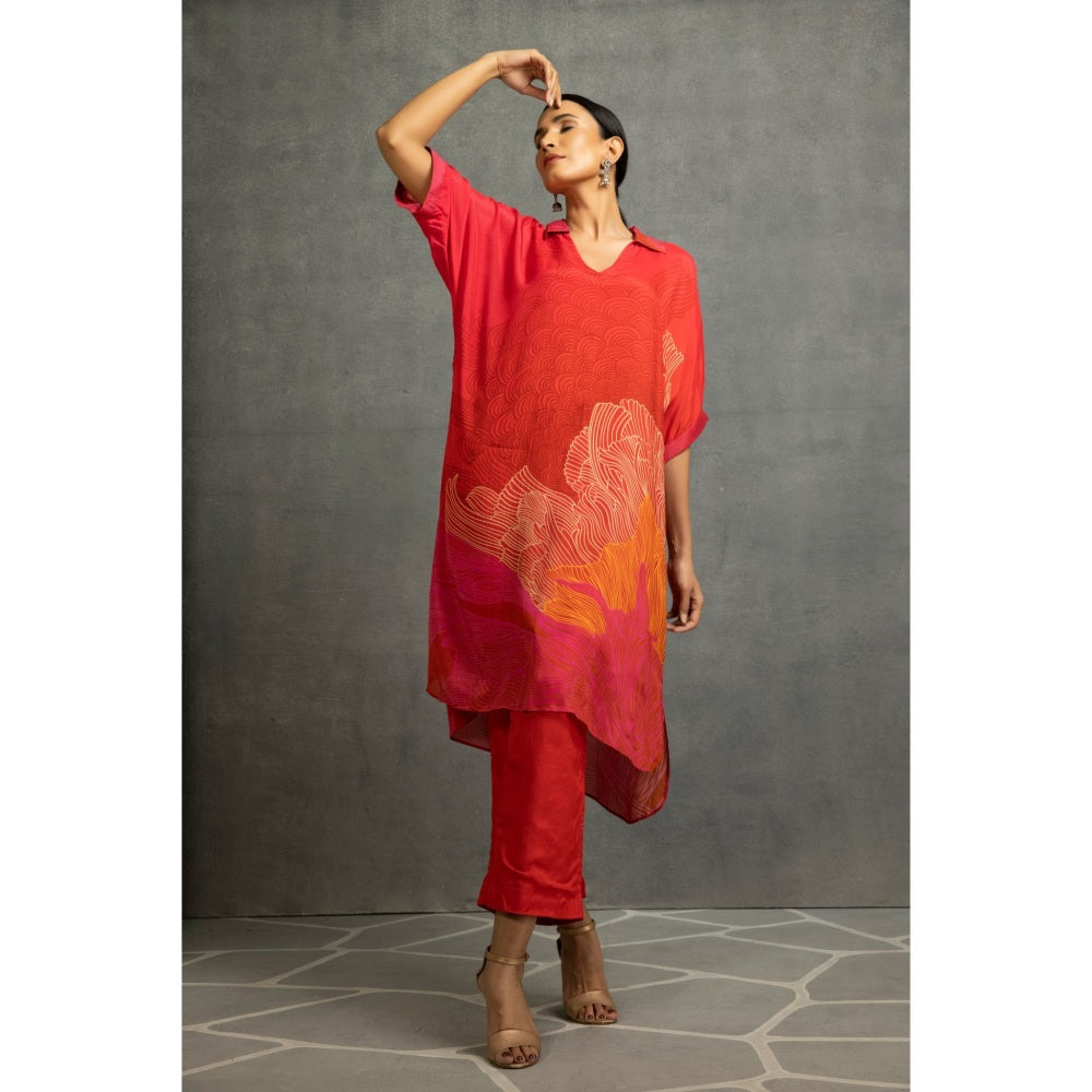 Kahani Lush Red Kurta & Pant (Set of 2)