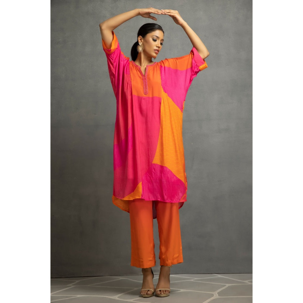 Kahani Lush Orange & Pink Kurta & Pant (Set of 2)