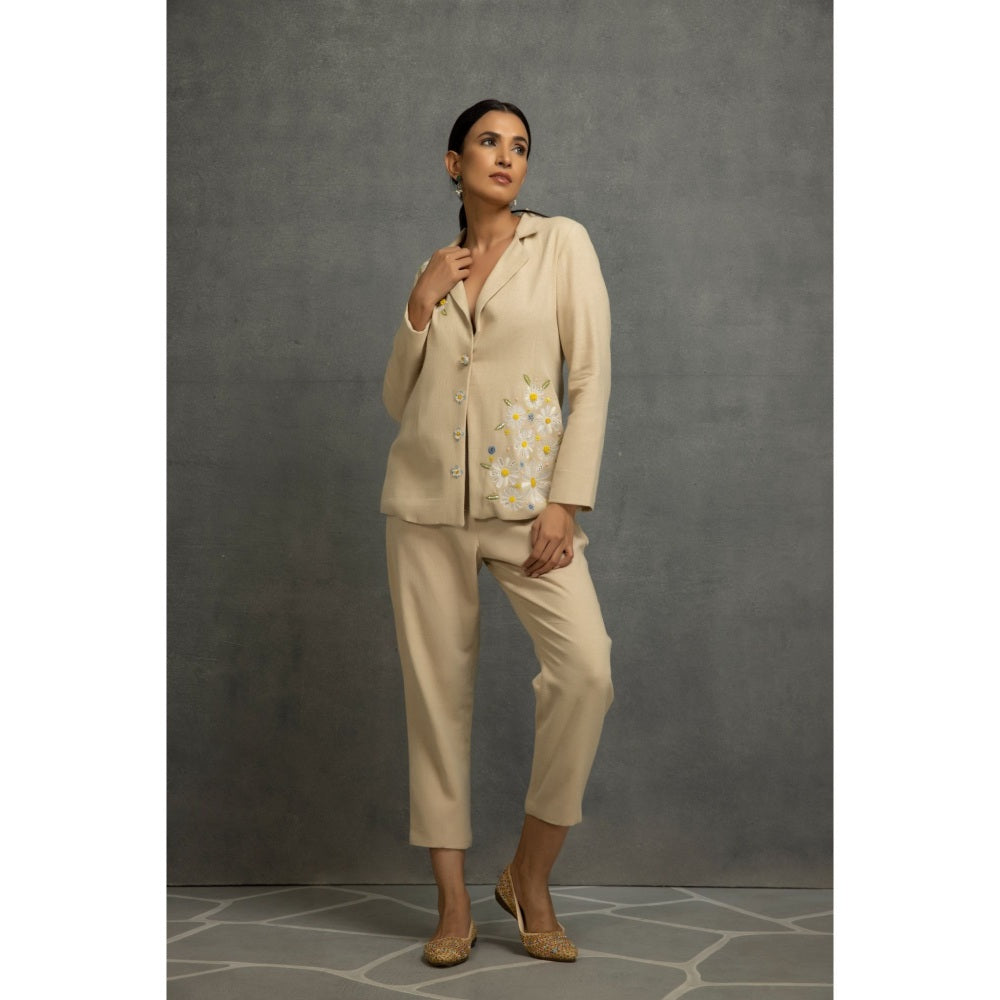 Kahani Lush Beige Floral Co-Ord (Set of 2)