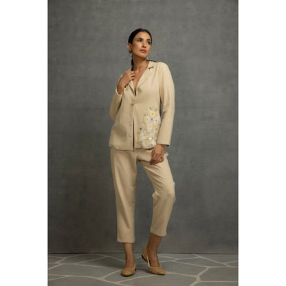 Kahani Lush Beige Floral Co-Ord (Set of 2)