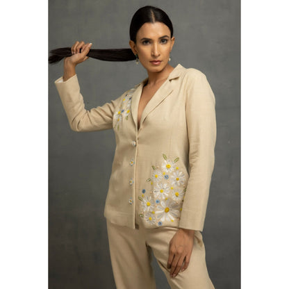 Kahani Lush Beige Floral Co-Ord (Set of 2)