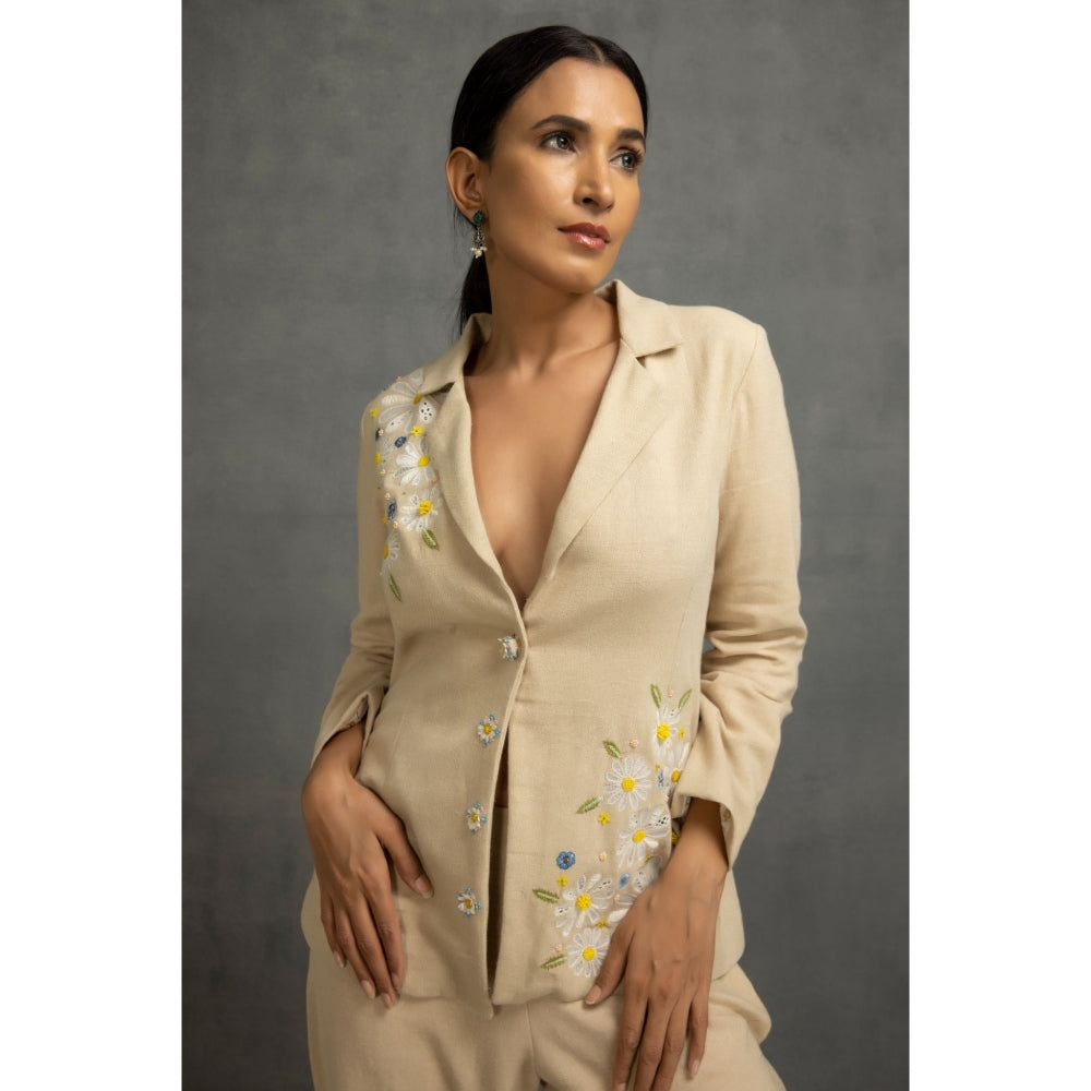 Kahani Lush Beige Floral Co-Ord (Set of 2)