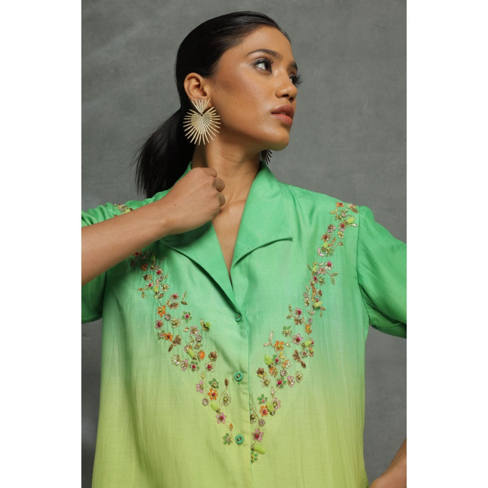Kahani Lush Green Ombre Co-Ord (Set of 2)