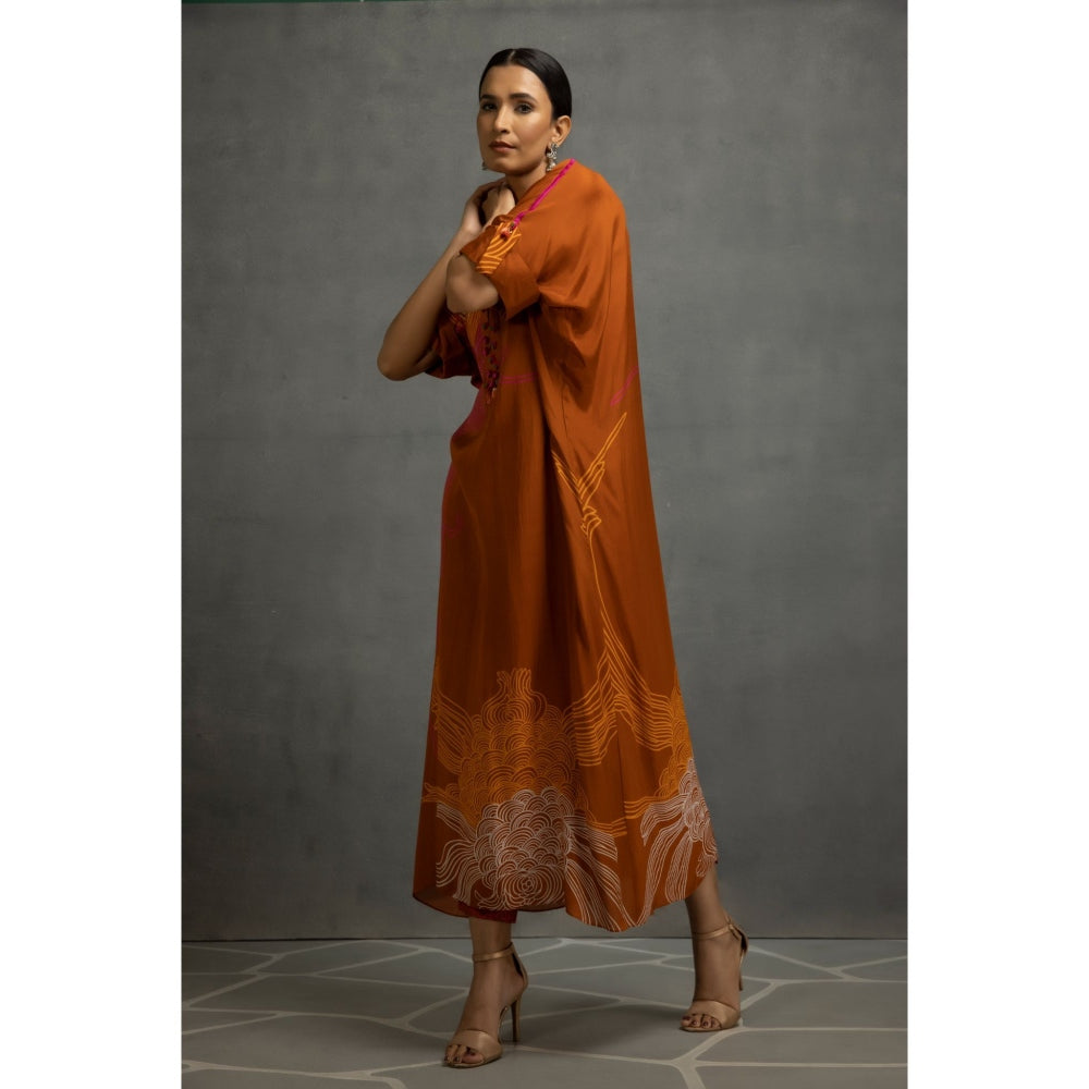 Kahani Lush Brown Printed Dress