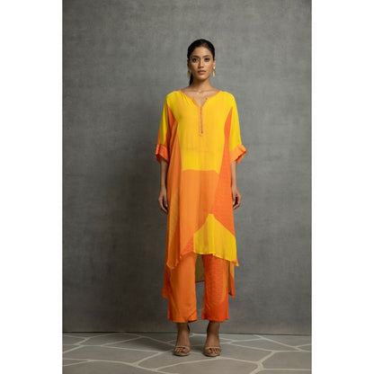 Kahani Lush Yellow Orange Kurta & Pant (Set of 2)