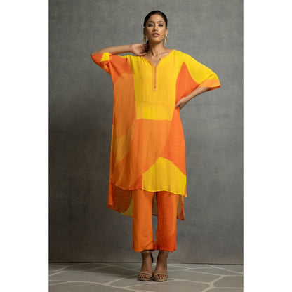 Kahani Lush Yellow Orange Kurta & Pant (Set of 2)