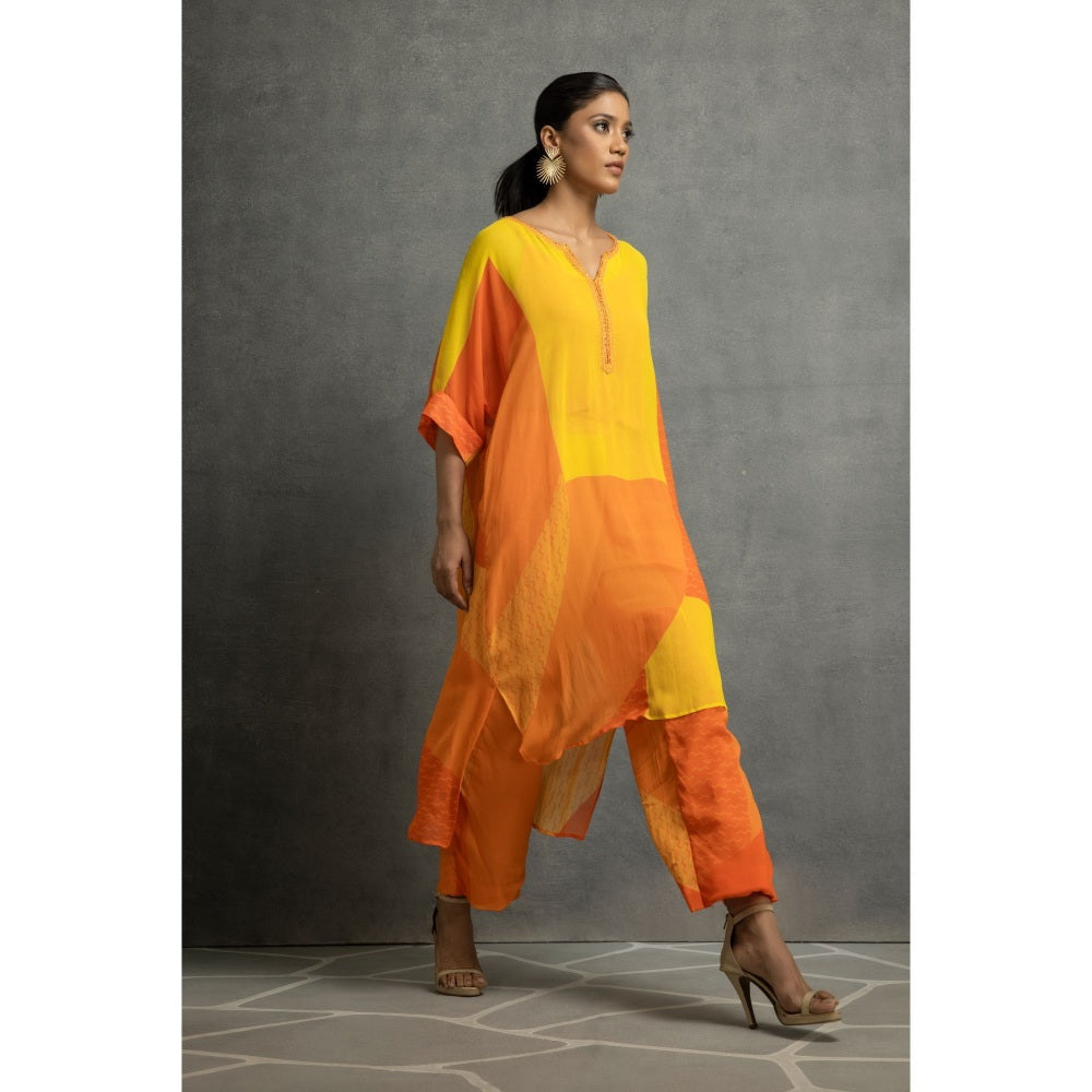 Kahani Lush Yellow Orange Kurta & Pant (Set of 2)