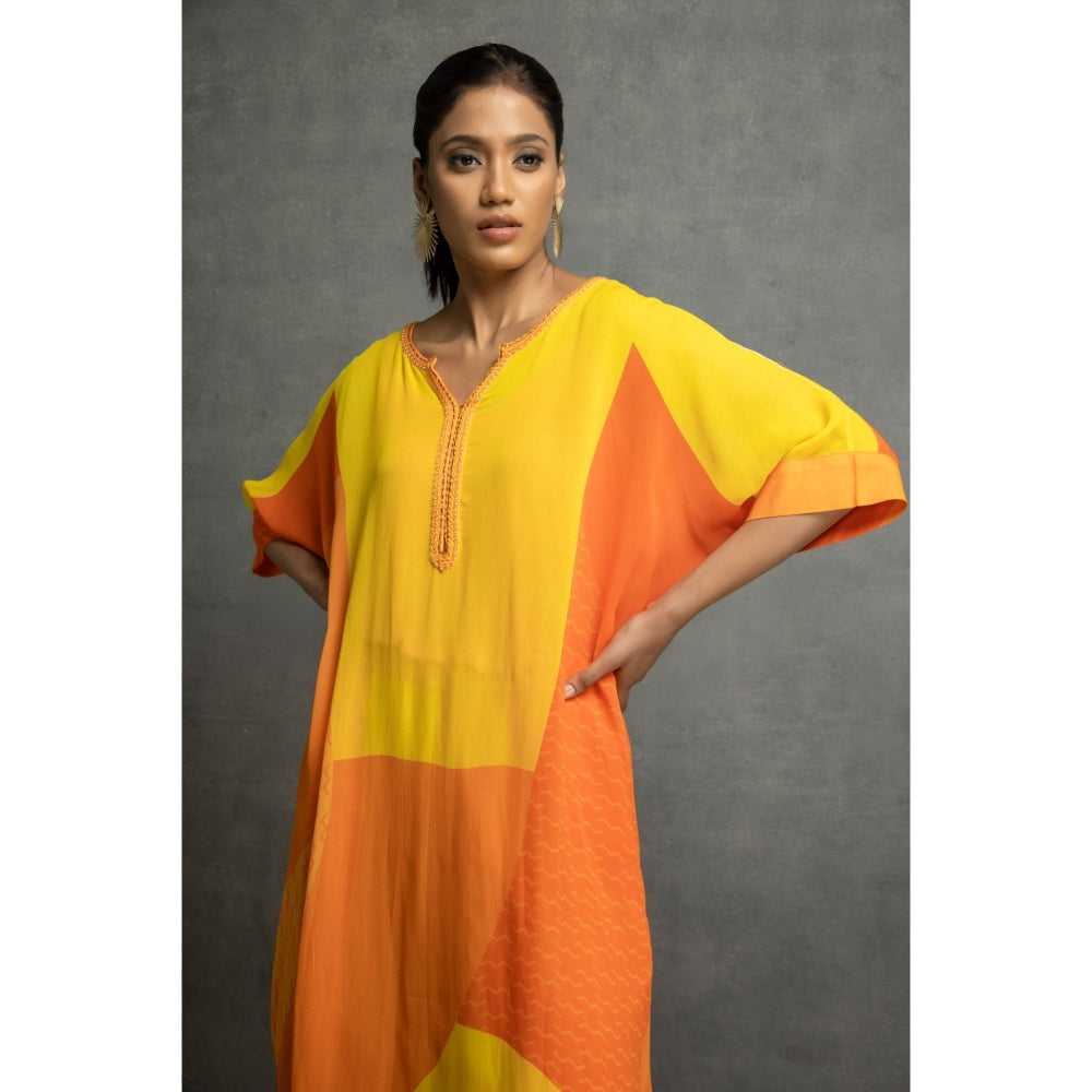 Kahani Lush Yellow Orange Kurta & Pant (Set of 2)