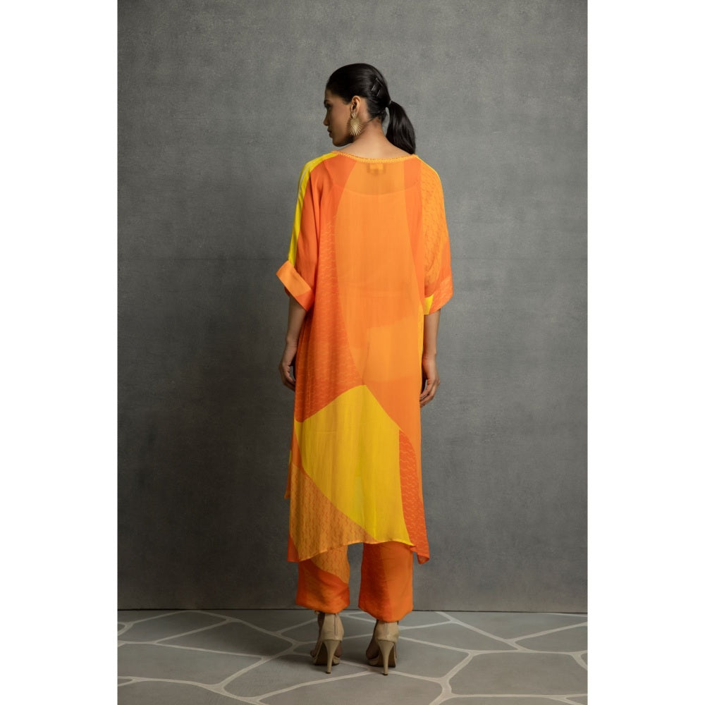 Kahani Lush Yellow Orange Kurta & Pant (Set of 2)