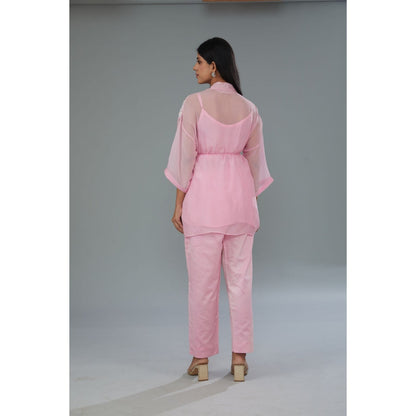 Kahani Lush Embroidered Pink Co-Ord (Set of 4)