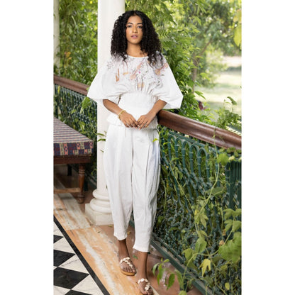 Kahani Lush White Umbrella Co-Ord (Set of 2)