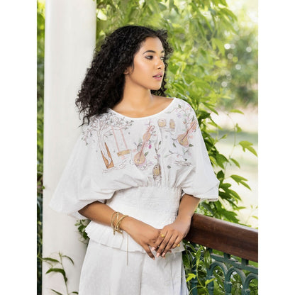 Kahani Lush White Umbrella Co-Ord (Set of 2)