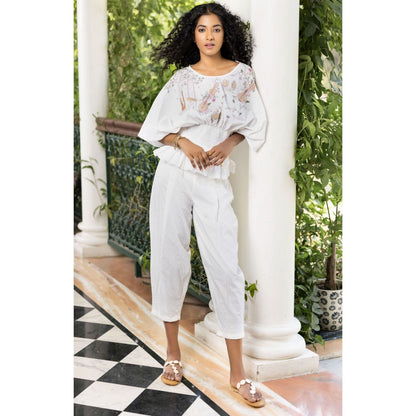 Kahani Lush White Umbrella Co-Ord (Set of 2)
