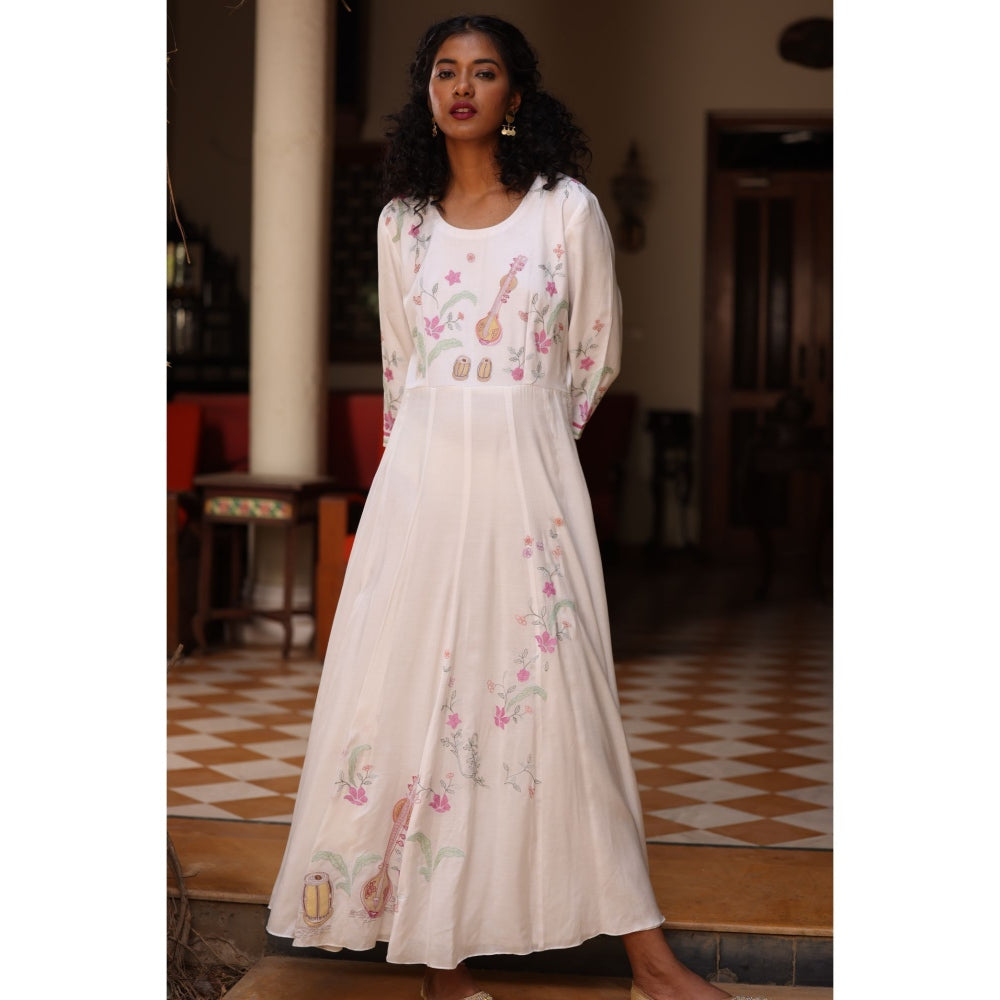 Kahani Lush White Anarkali Dress