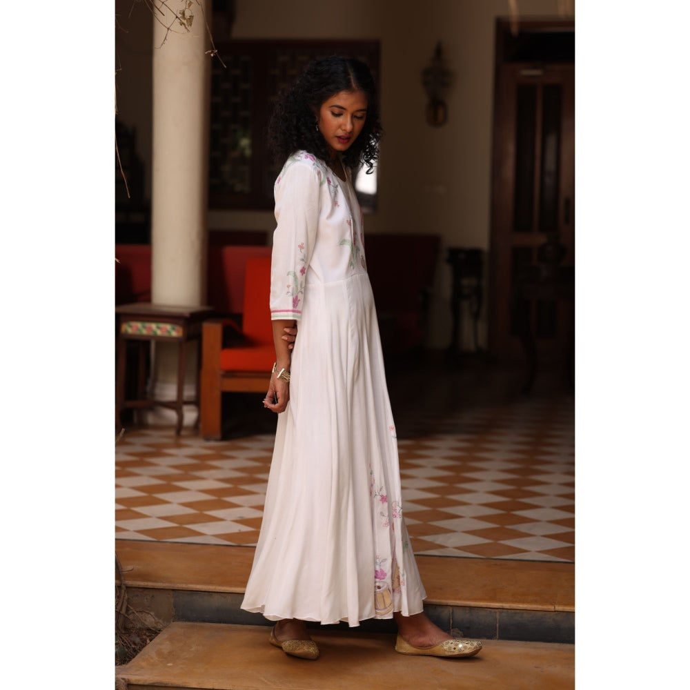 Kahani Lush White Anarkali Dress