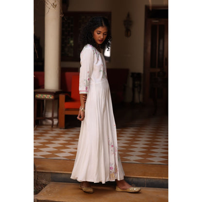 Kahani Lush White Anarkali Dress