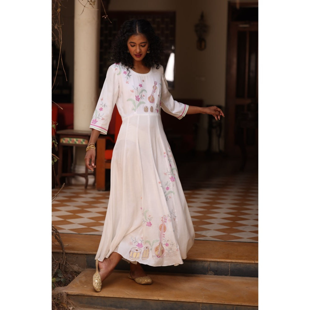 Kahani Lush White Anarkali Dress