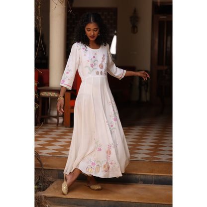 Kahani Lush White Anarkali Dress