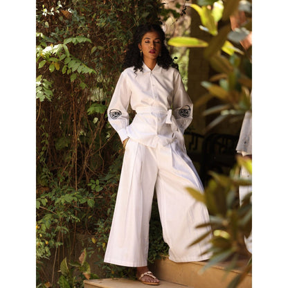 Kahani Lush White Plain Co-Ord (Set of 3)
