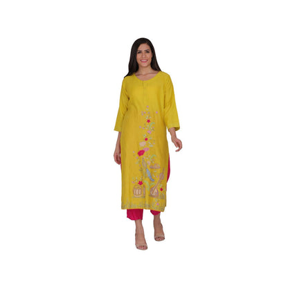 Kahani Lush Yellow Printed Kurta & Pant (Set of 2)