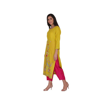 Kahani Lush Yellow Printed Kurta & Pant (Set of 2)