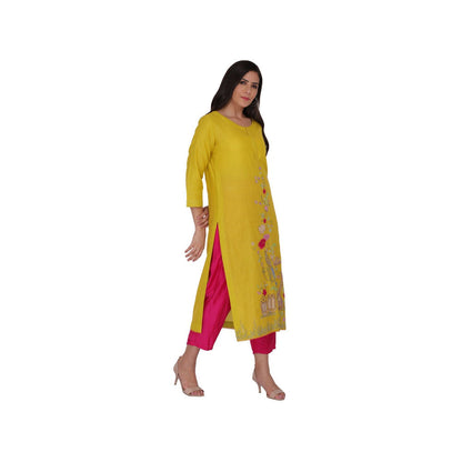 Kahani Lush Yellow Printed Kurta & Pant (Set of 2)
