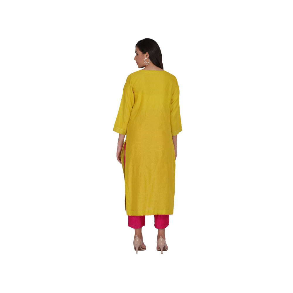Kahani Lush Yellow Printed Kurta & Pant (Set of 2)