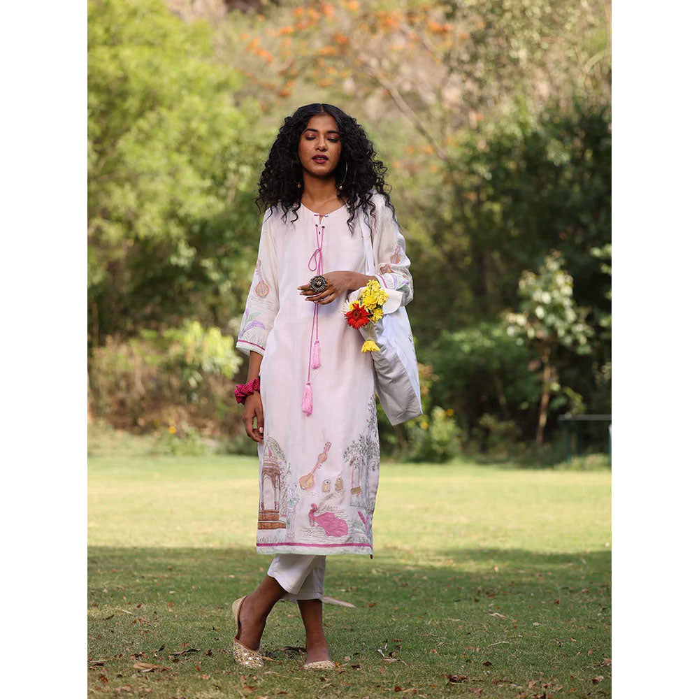 Kahani Lush Pink Printed Kurta & Pant (Set of 2)