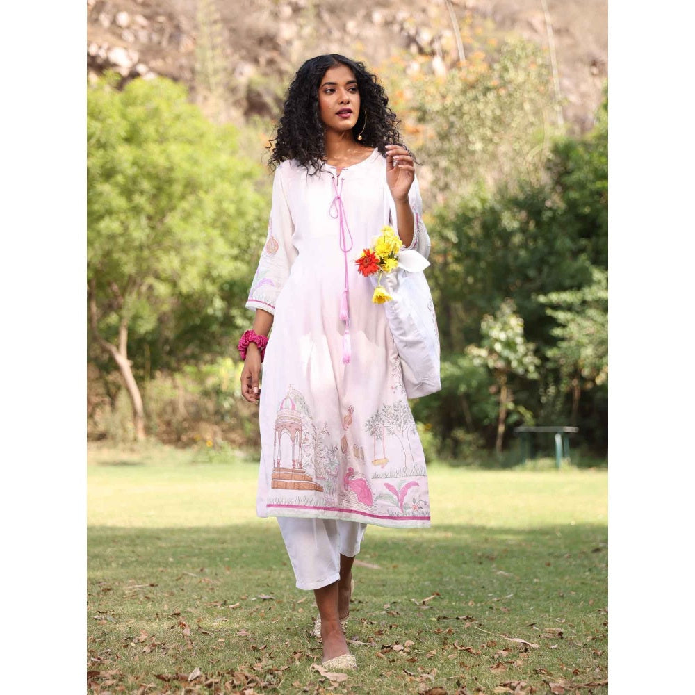 Kahani Lush Pink Printed Kurta & Pant (Set of 2)