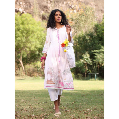 Kahani Lush Pink Printed Kurta & Pant (Set of 2)