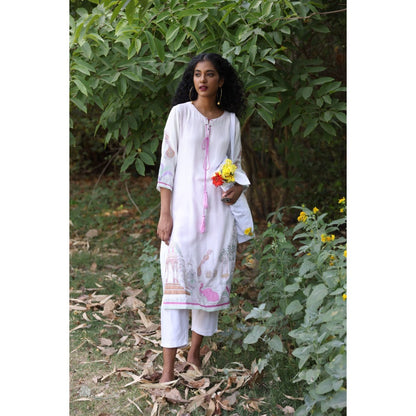 Kahani Lush Pink Printed Kurta & Pant (Set of 2)
