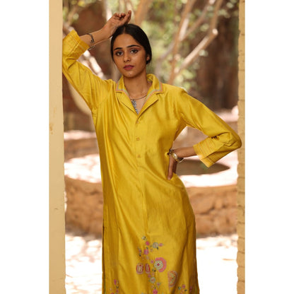 Kahani Lush Yellow Printed Kurta with Pant (Set of 2)