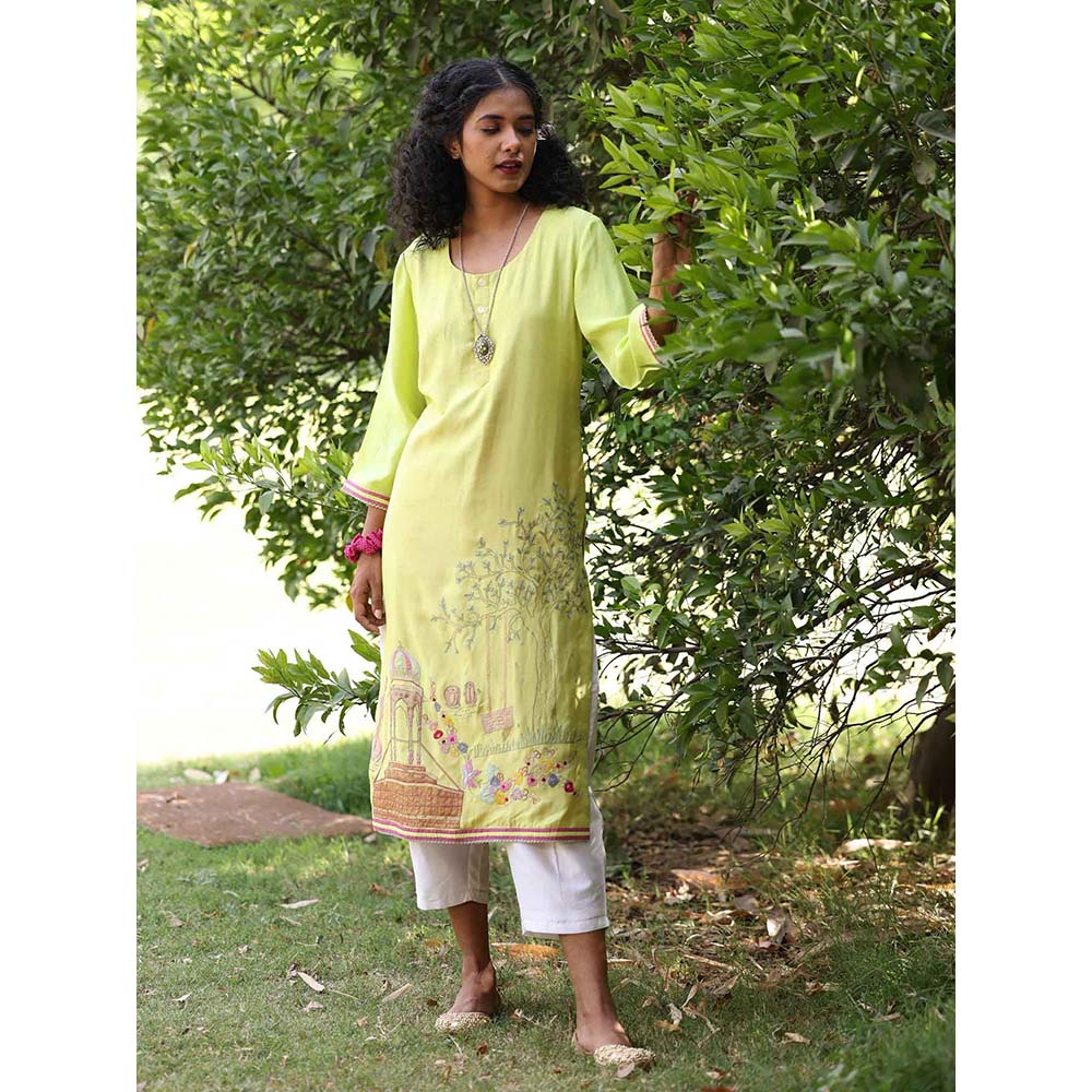 Kahani Lush Green Printed Kurta & Pant (Set of 2)