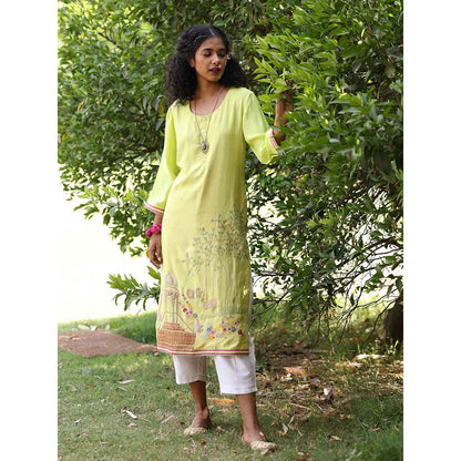 Kahani Lush Green Printed Kurta & Pant (Set of 2)