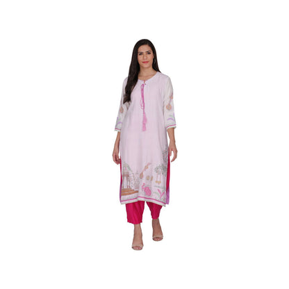 Kahani Lush White Printed Kurta & Pant (Set of 2)