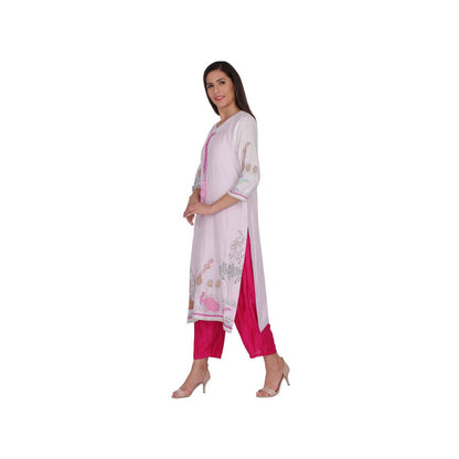 Kahani Lush White Printed Kurta & Pant (Set of 2)