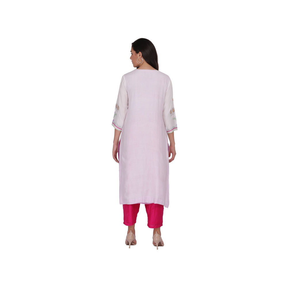 Kahani Lush White Printed Kurta & Pant (Set of 2)