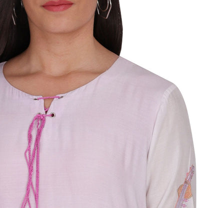 Kahani Lush White Printed Kurta & Pant (Set of 2)