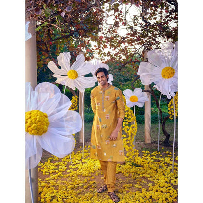 KALISTA Mustard Arnav Kurta with Churidar (Set of 2)