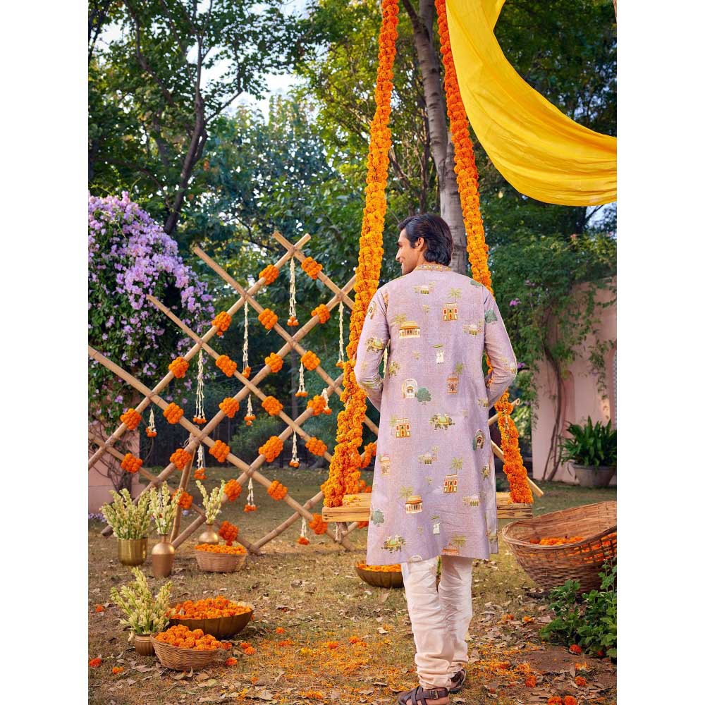 KALISTA Lavender Arnav Kurta with Churidar (Set of 2)